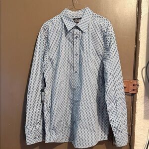 Gibson Men's Blue Patterned Long Sleeve Dress Shirt